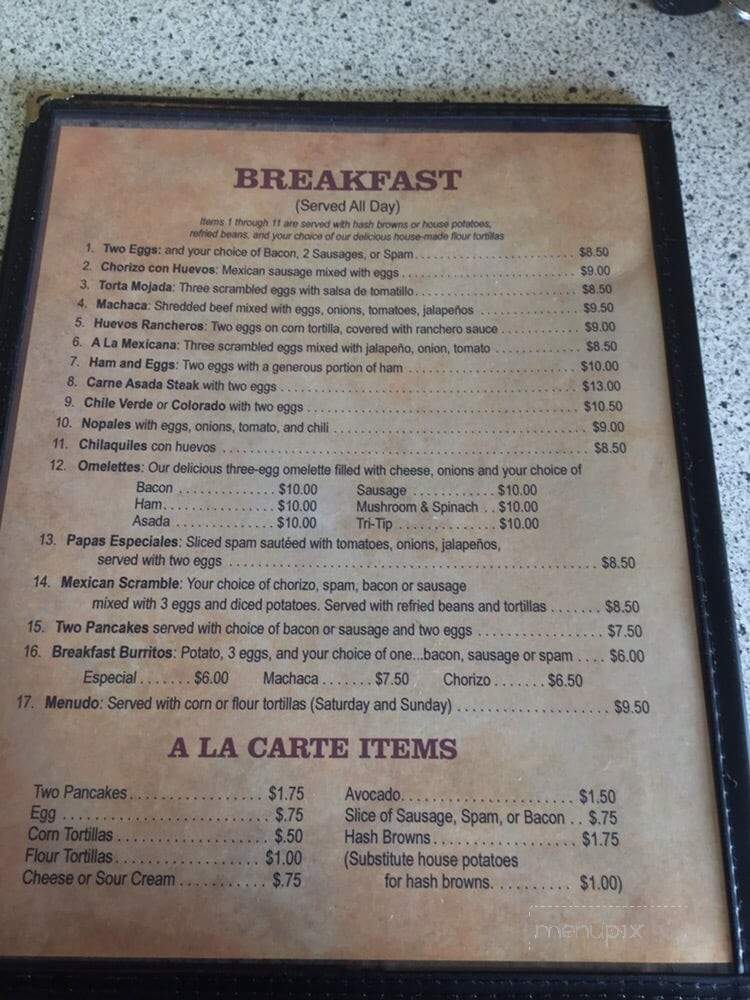 Corner House Restaurant - Soledad, CA menu_pic