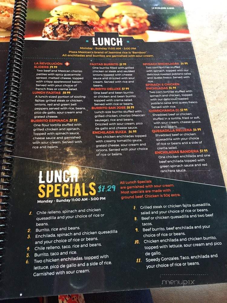 Plaza Mexican Bar And Grill - State College, PA menu_pic