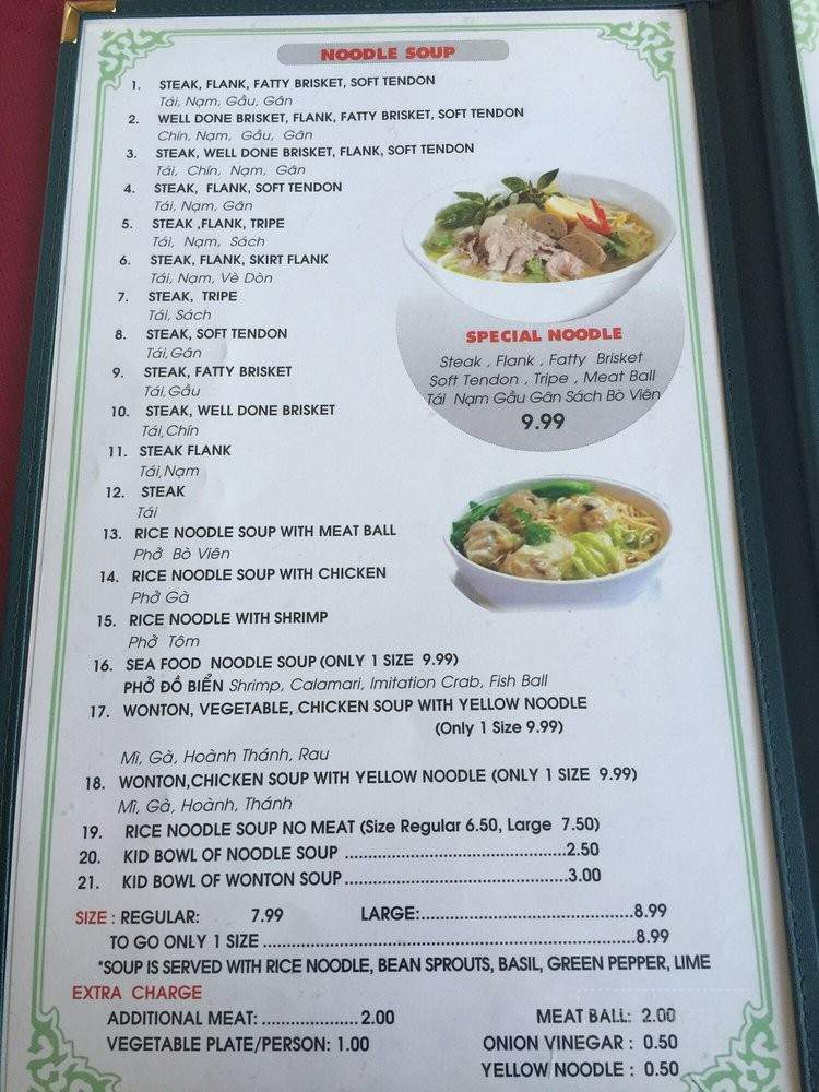 Pho To Thi #1 - San Jose, CA menu_pic