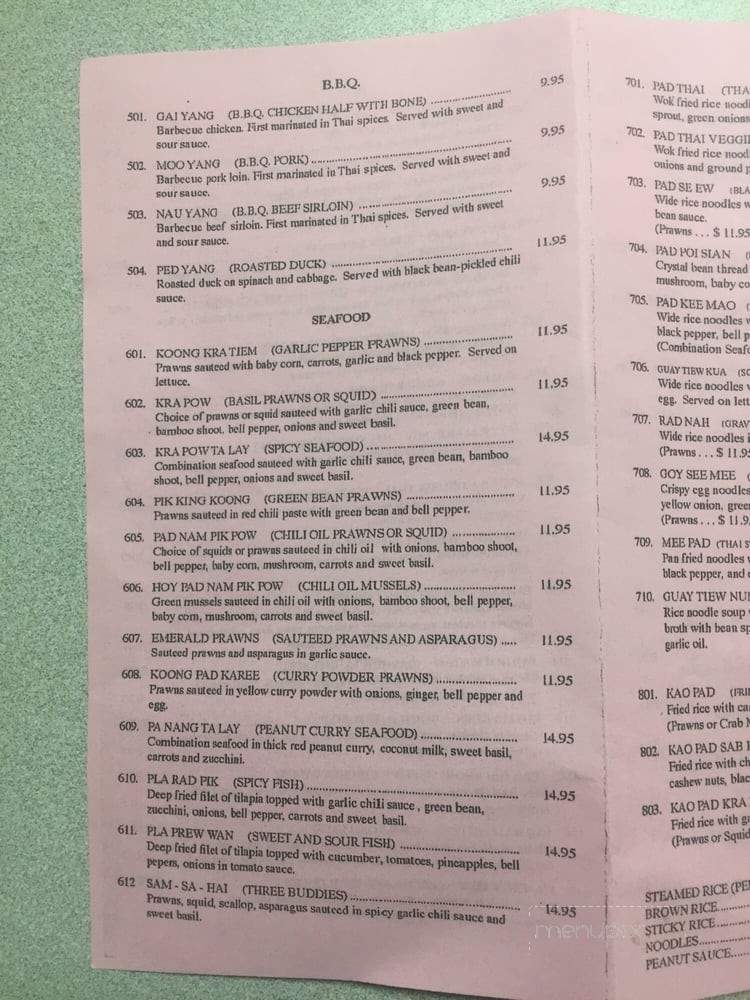 Siam Marina Thai Cuisine - Marina, CA menu_pic