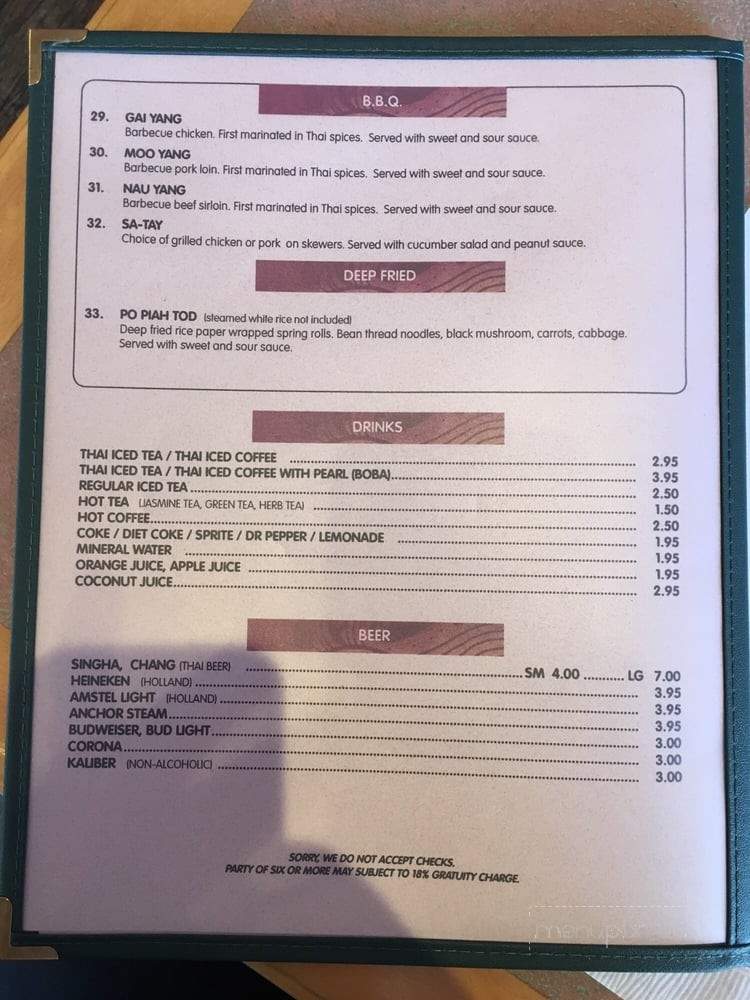 Siam Marina Thai Cuisine - Marina, CA menu_pic
