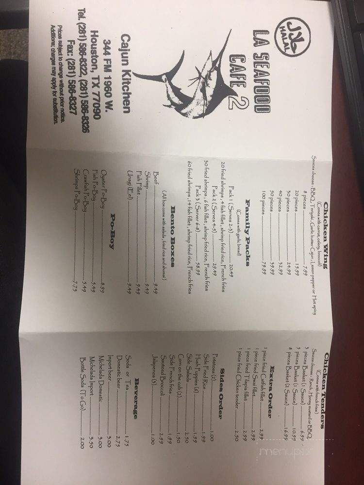 La Seafood Cafe 2 - Houston, TX menu_pic