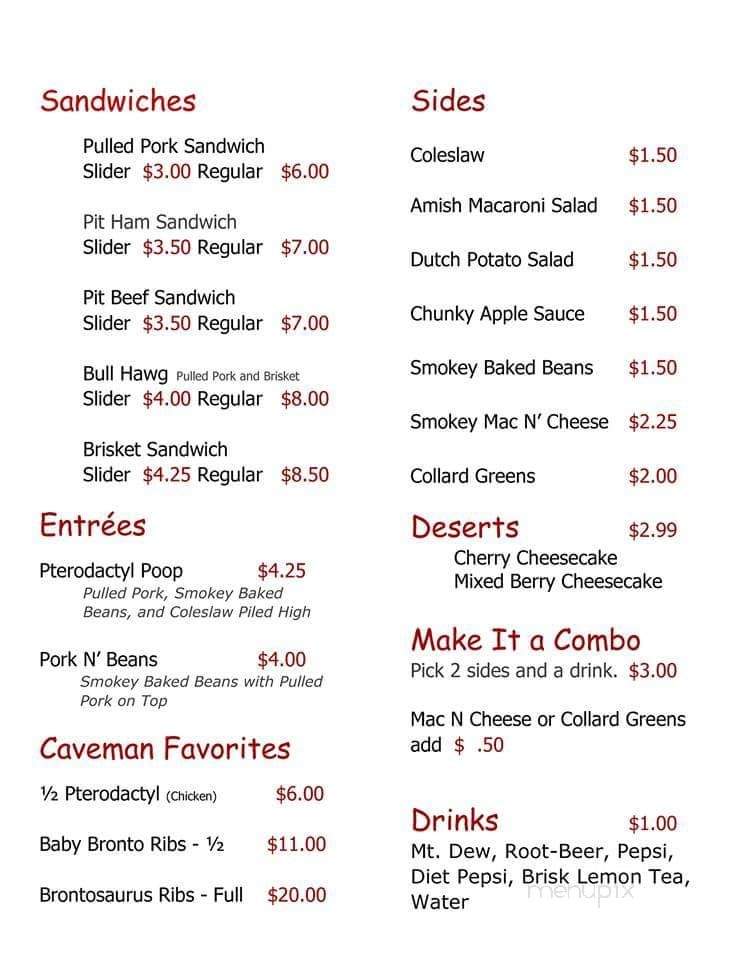 Caveman BBQ - Waynesboro, PA menu_pic