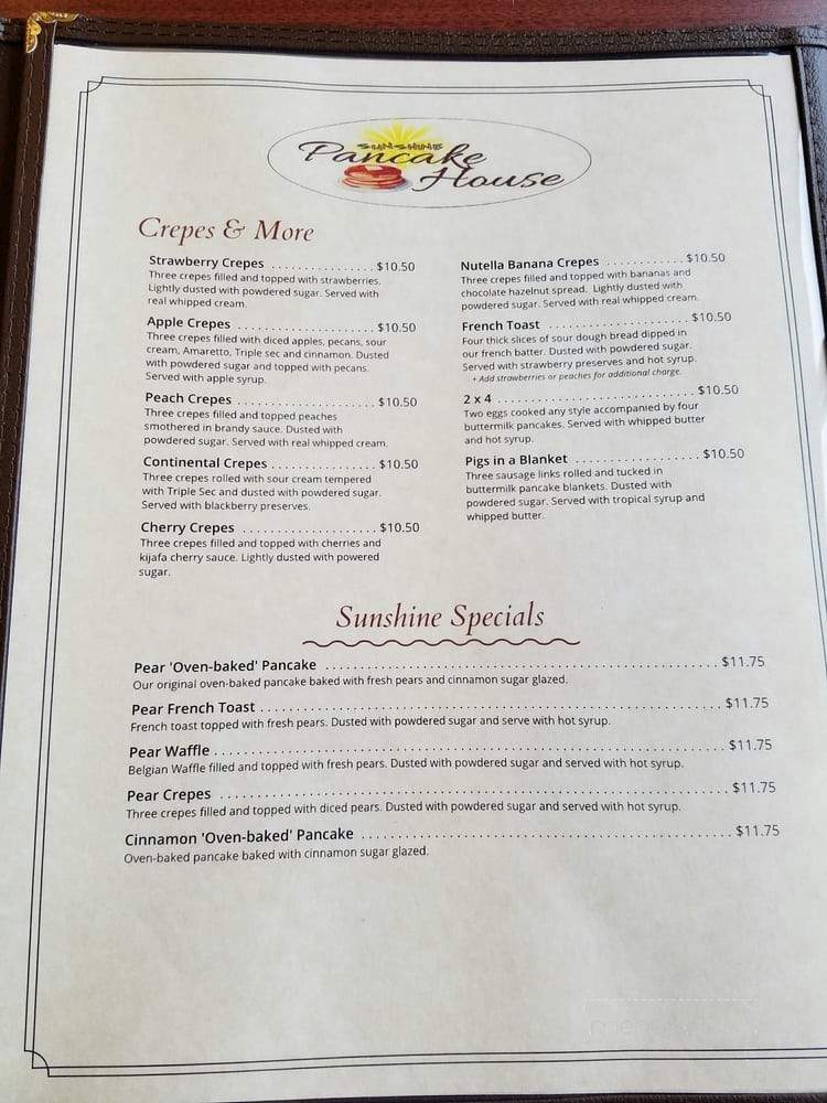 Sunshine Pancake House - La Mesa, CA menu_pic