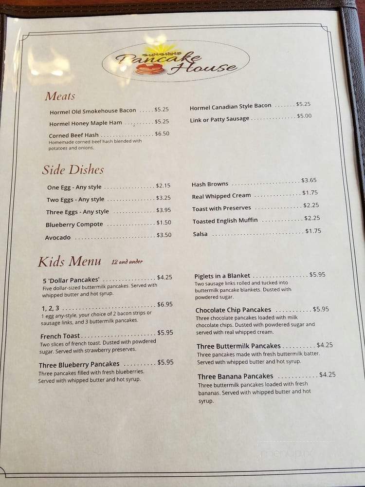 Sunshine Pancake House - La Mesa, CA menu_pic