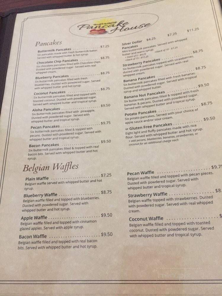 Sunshine Pancake House - La Mesa, CA menu_pic