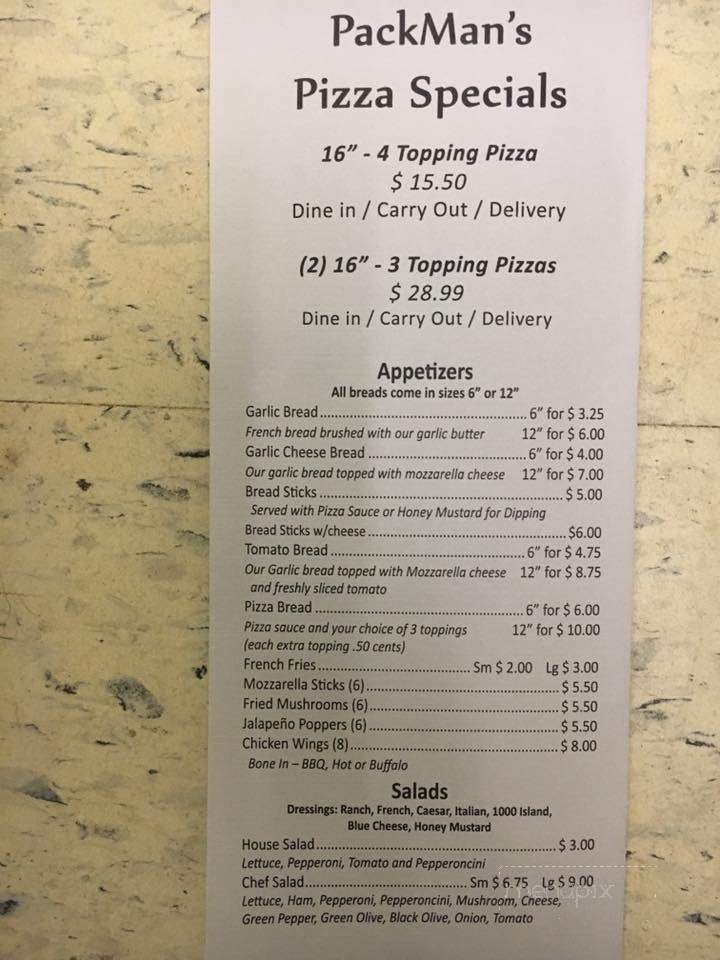 PackMan's Family Pizzeria - Michigan City, IN menu_pic