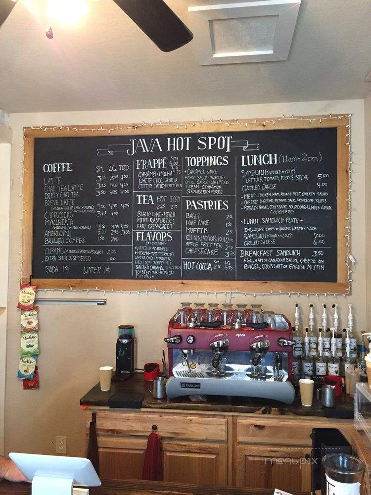 Java Hot Spot - Navasota, TX menu_pic