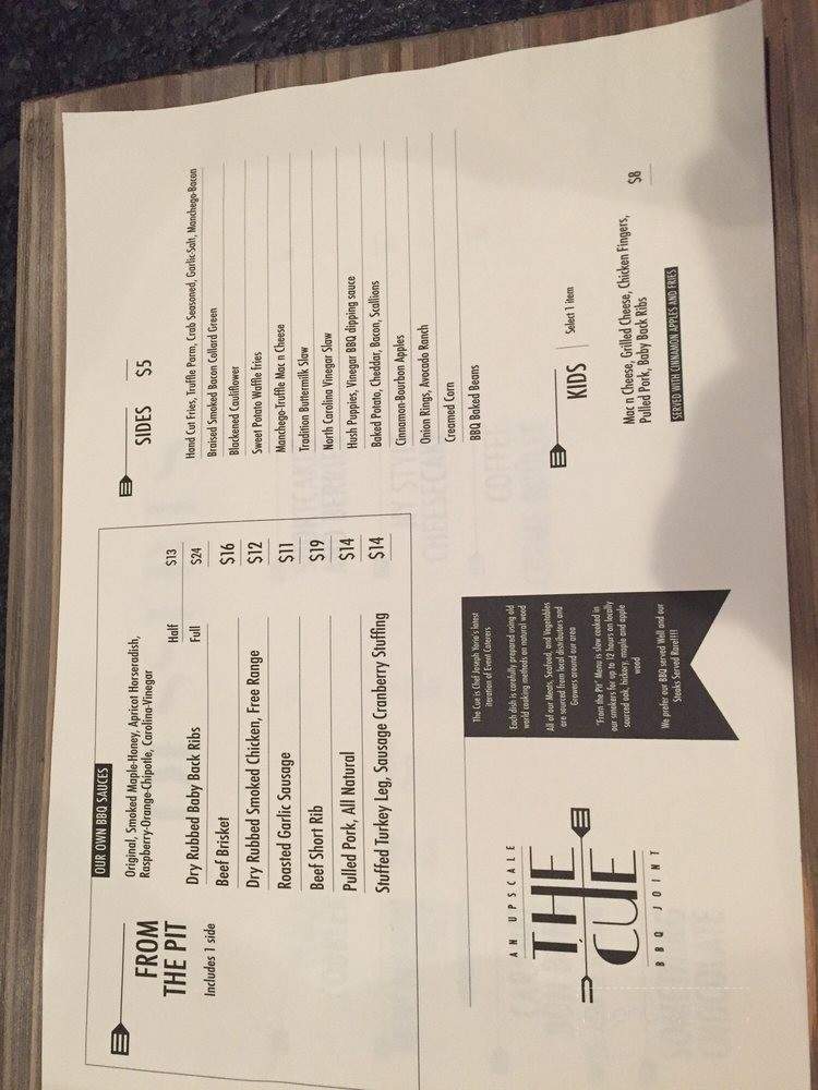 The Cue Danbury - Danbury, CT menu_pic