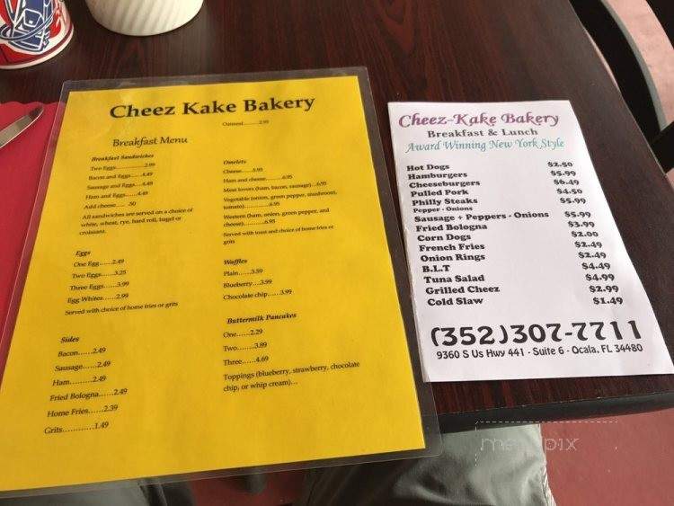 Cheez-Kake Bakery - Ocala, FL menu_pic
