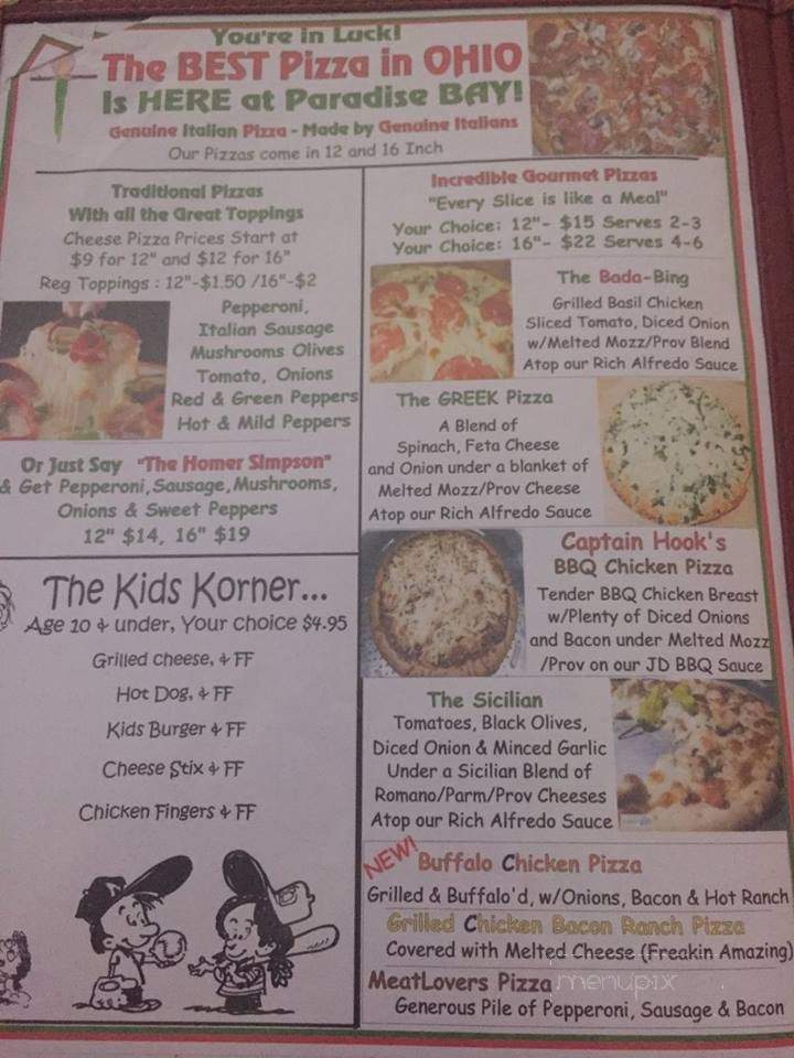Paradise Bay Water Front Bar Grille - Roaming Shores, OH menu_pic