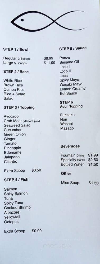 Poke Ave - Brea, CA menu_pic