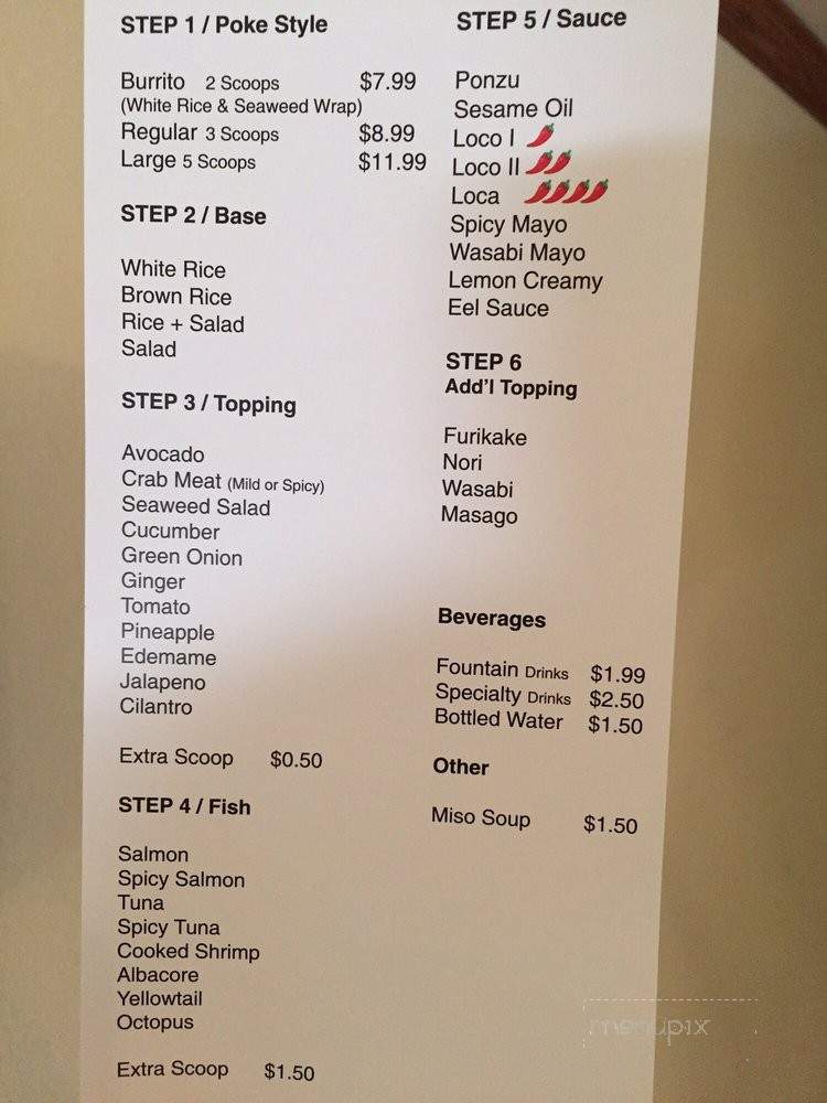 Poke Ave - Brea, CA menu_pic