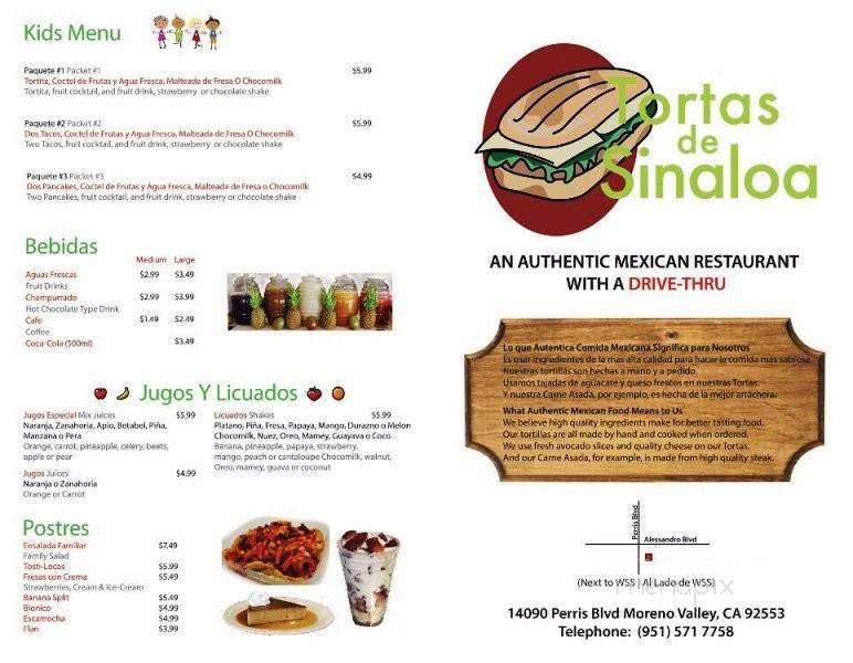 Tortas de Sinaloa - Moreno Valley, CA menu_pic