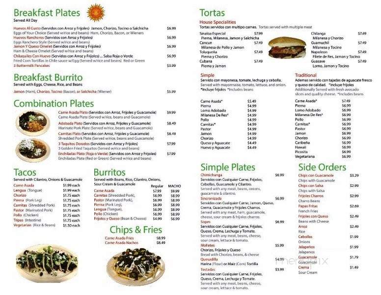 Tortas de Sinaloa - Moreno Valley, CA menu_pic