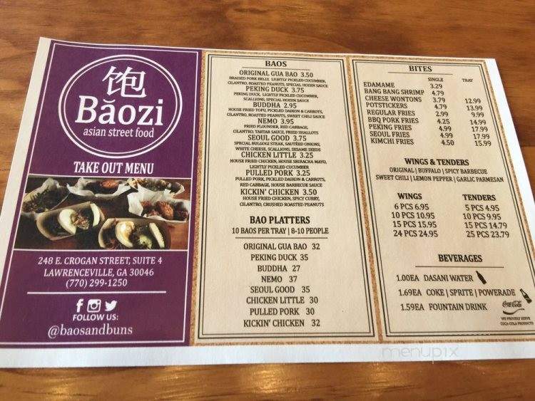 Baozi Asian Street Food - Lawrenceville, GA menu_pic