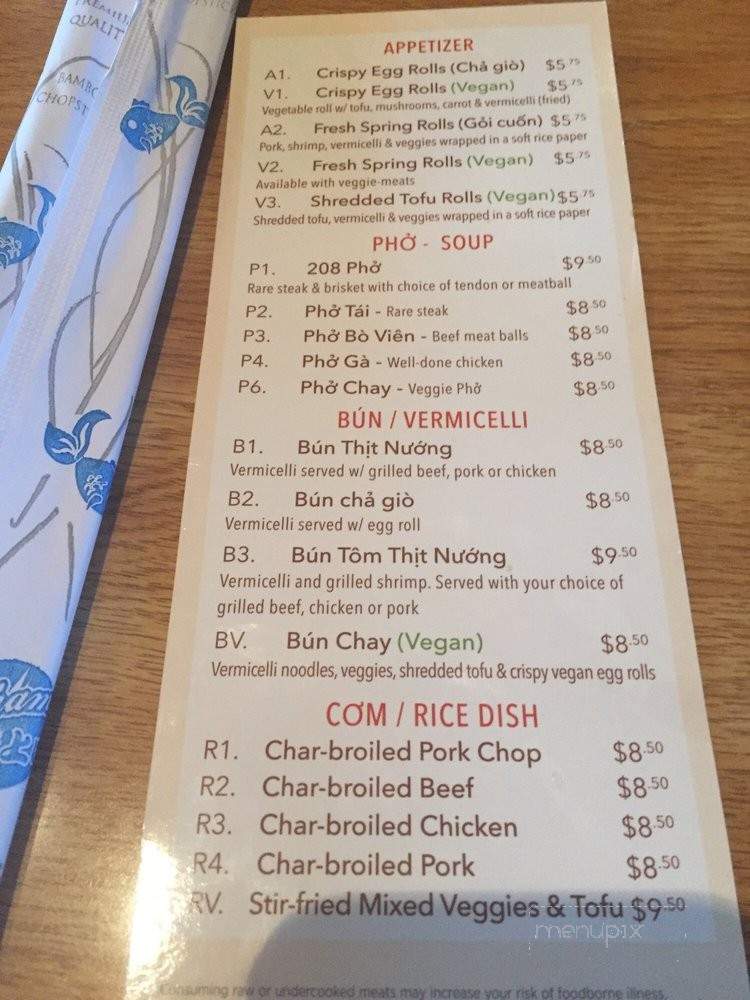 208 Pho & Vegan - Boise, ID menu_pic