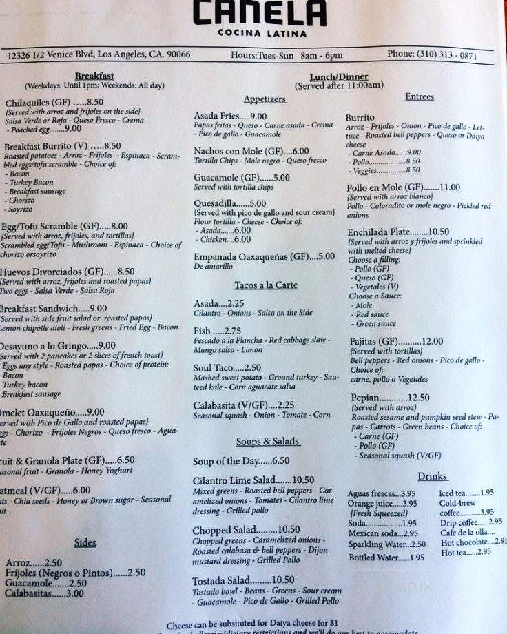 Canela Cocina Latina - Los Angeles, CA menu_pic