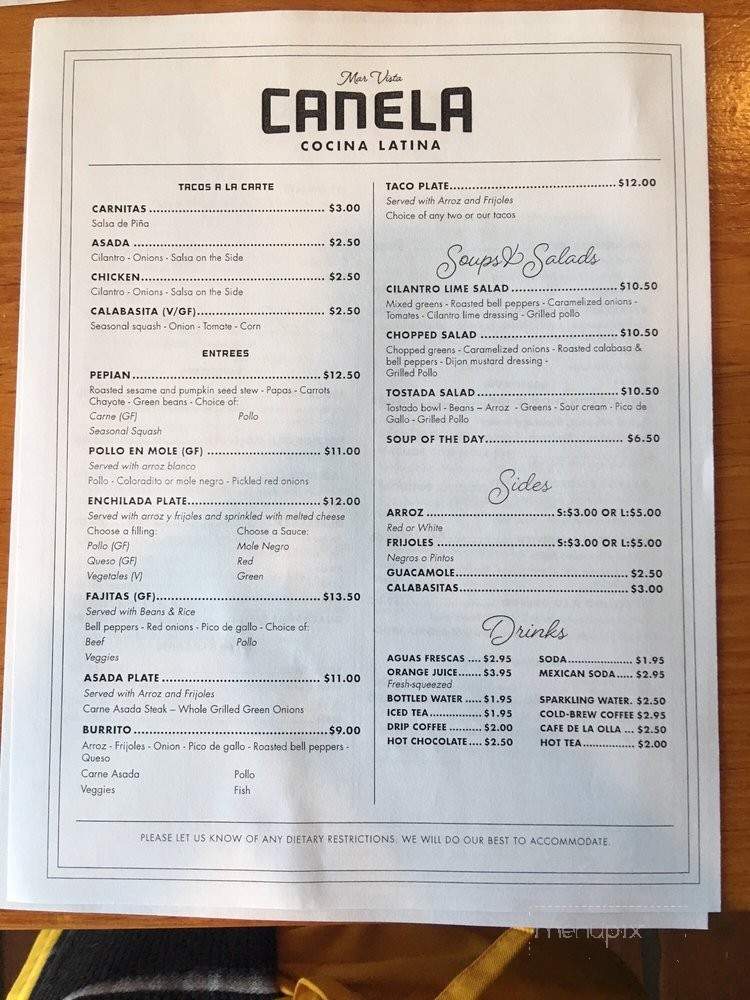 Canela Cocina Latina - Los Angeles, CA menu_pic