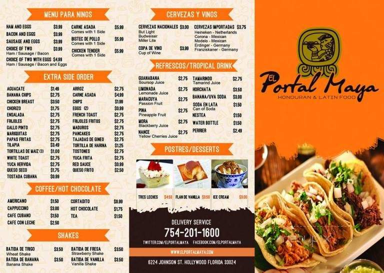 El Portal Maya - Hollywood, FL menu_pic