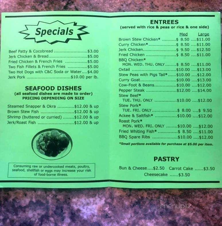 Uncles Caribbean Cuisine - Bethlehem, PA menu_pic