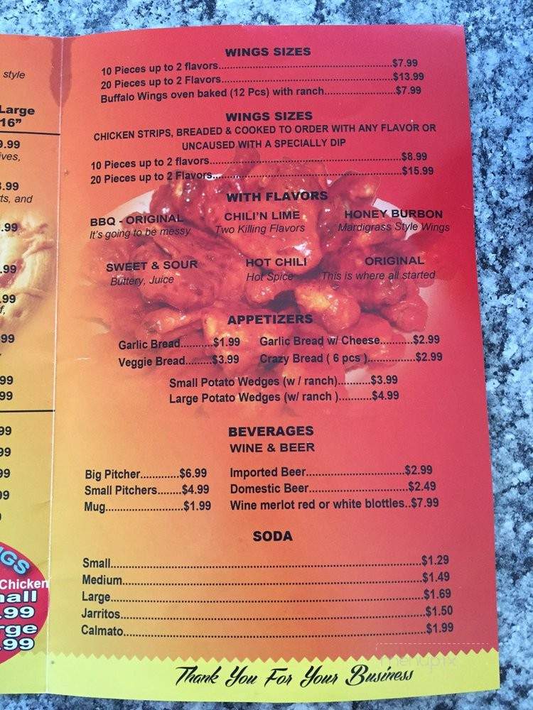 Hot Pizza & Wings - Bakersfield, CA menu_pic
