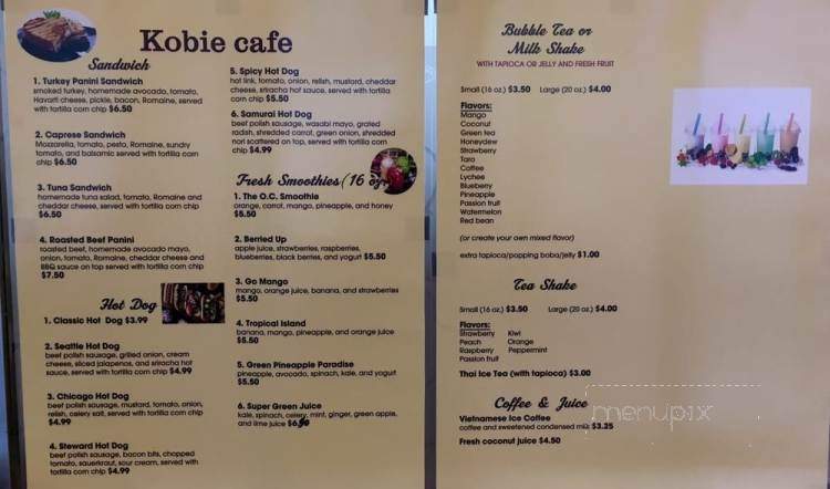Kobie Cafe - Kirkland, WA menu_pic
