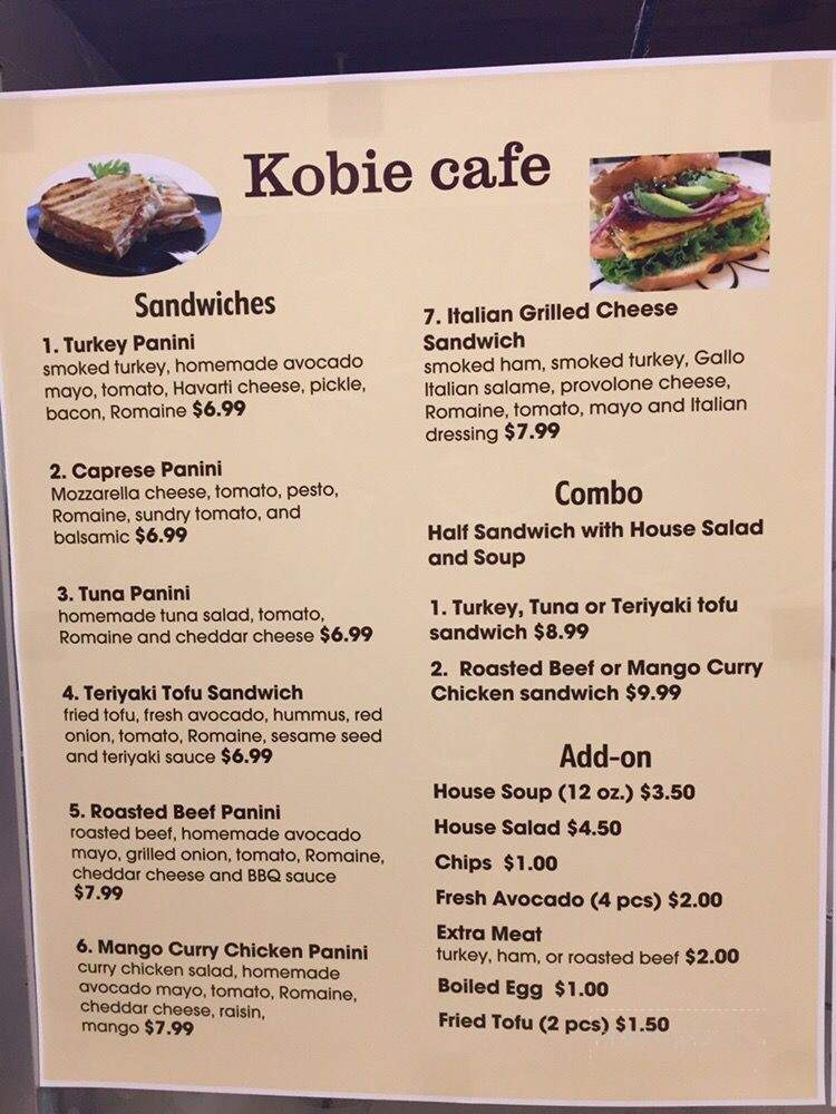 Kobie Cafe - Kirkland, WA menu_pic