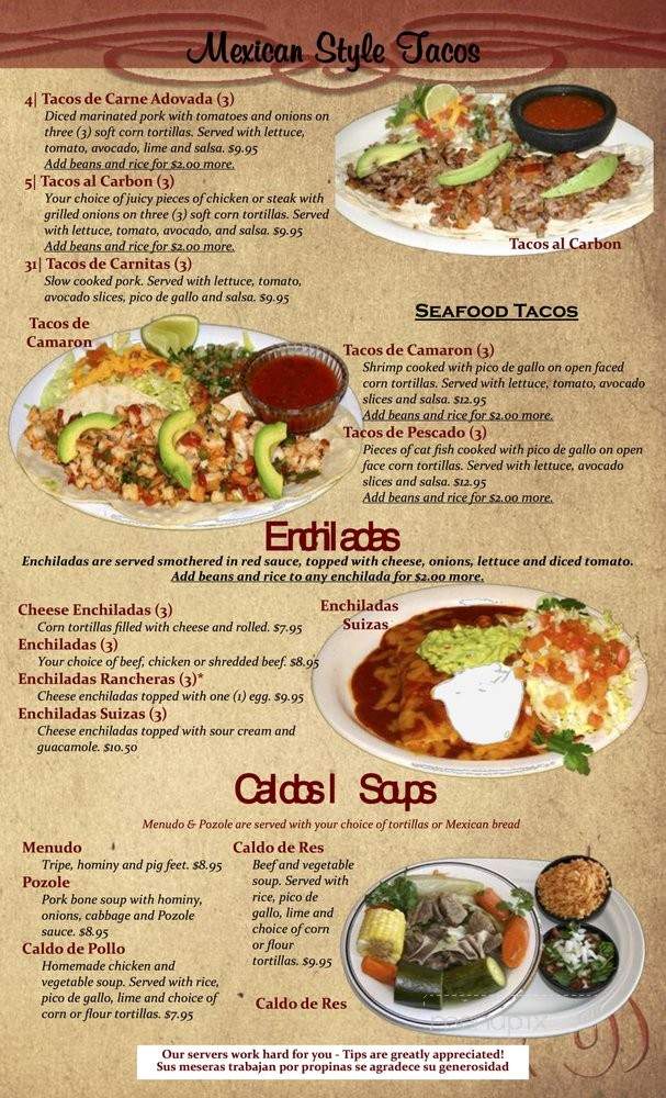 La Casona Del Mariachi - Erie, CO menu_pic