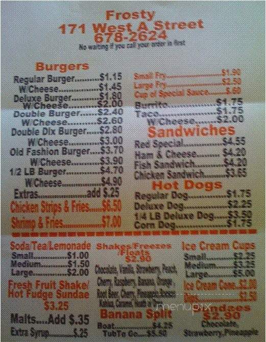 Frosty's - Dixon, CA menu_pic