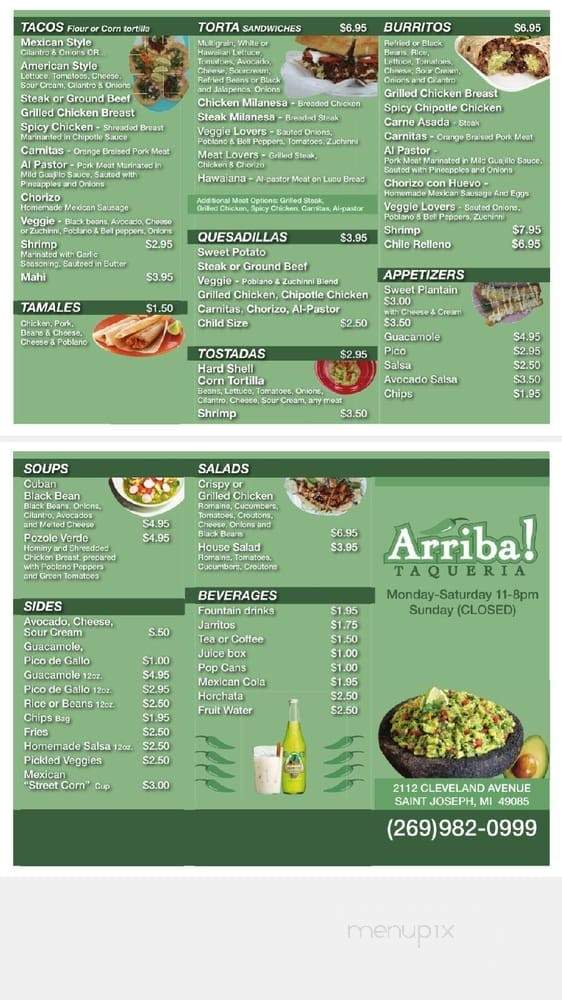 Arriba Tacos And Burritos - St Joseph, MI menu_pic