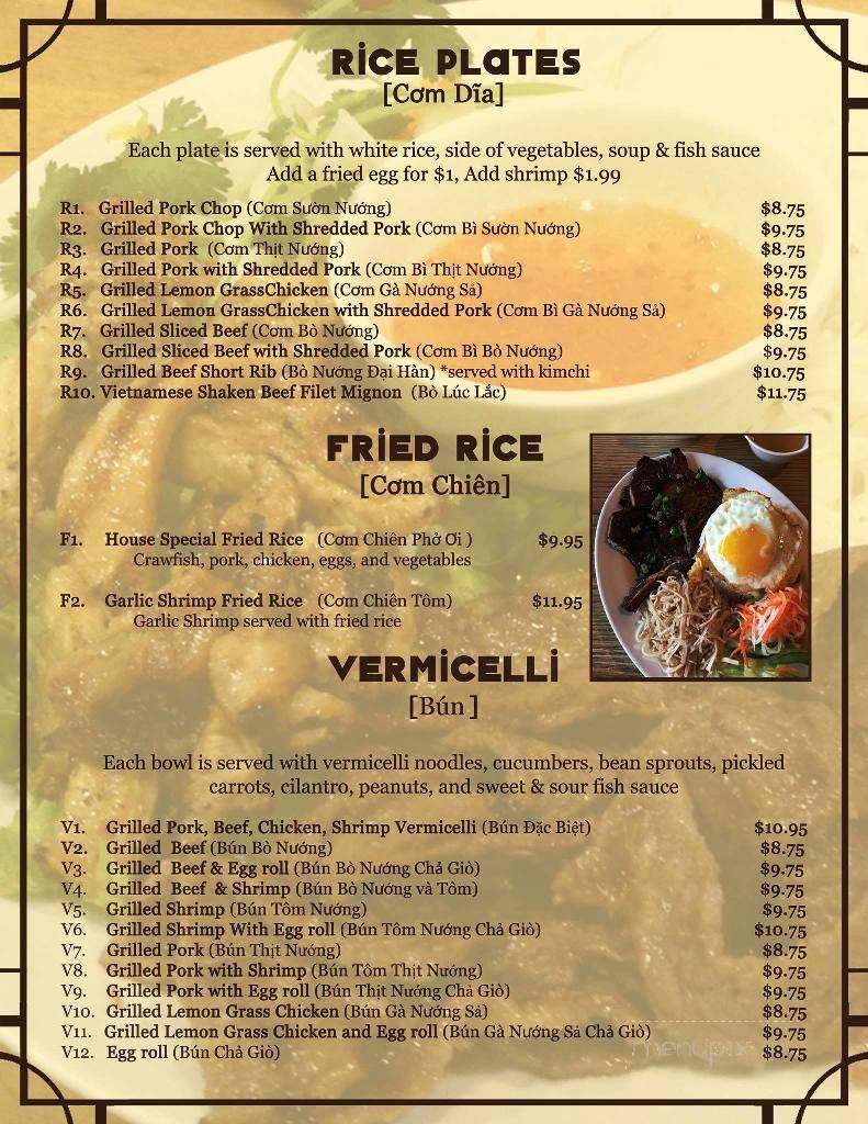 Pho Oi - Laredo, TX menu_pic