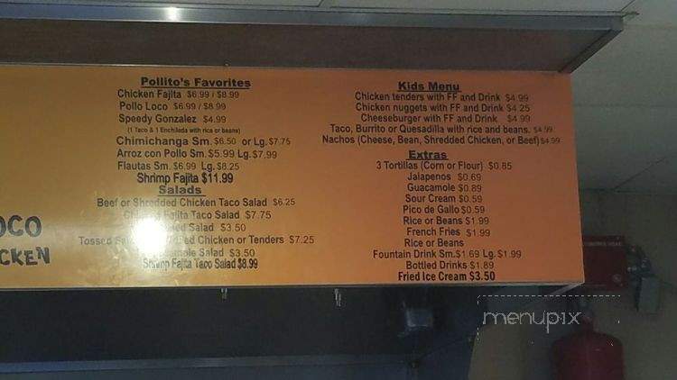 El Pollito Loco - Florence, AL menu_pic