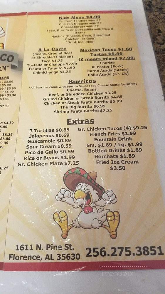 El Pollito Loco - Florence, AL menu_pic
