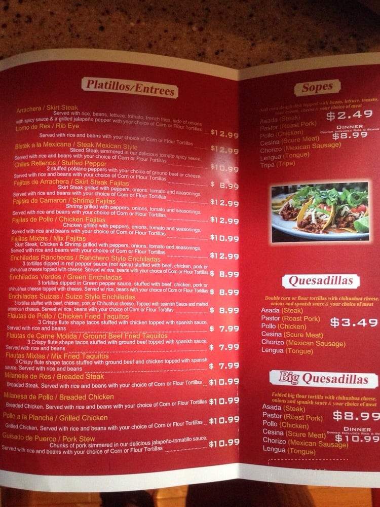 Taqueria Villasenor - Grayslake, IL menu_pic