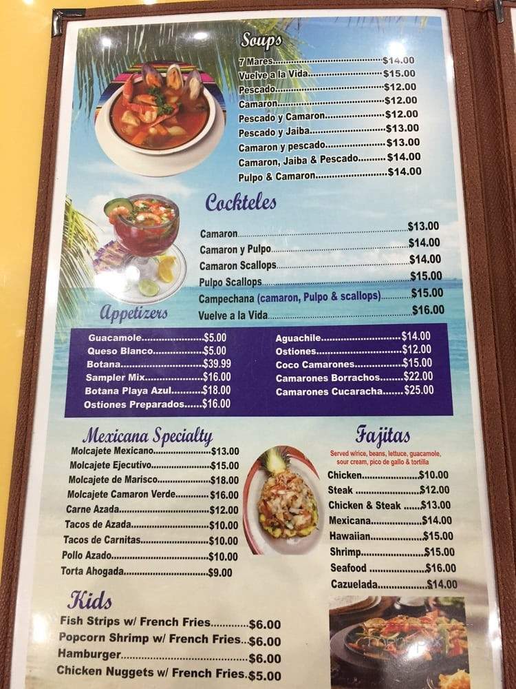 Mariscos Playa Azul - Springdale, AR menu_pic