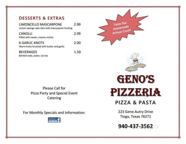 Genos Pizzeria - Tioga, TX menu_pic