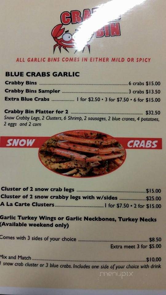 Crabby Bin - Kingsland, GA menu_pic