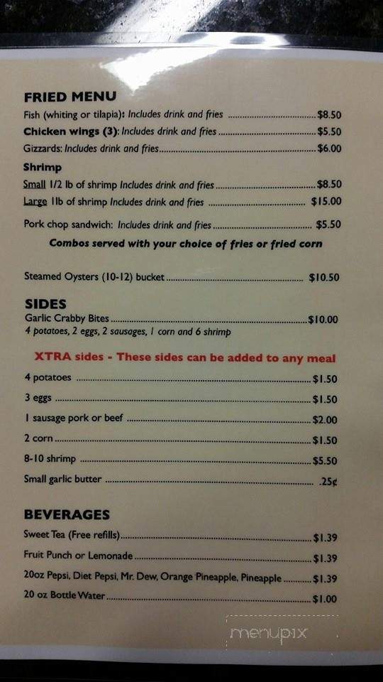 Crabby Bin - Kingsland, GA menu_pic