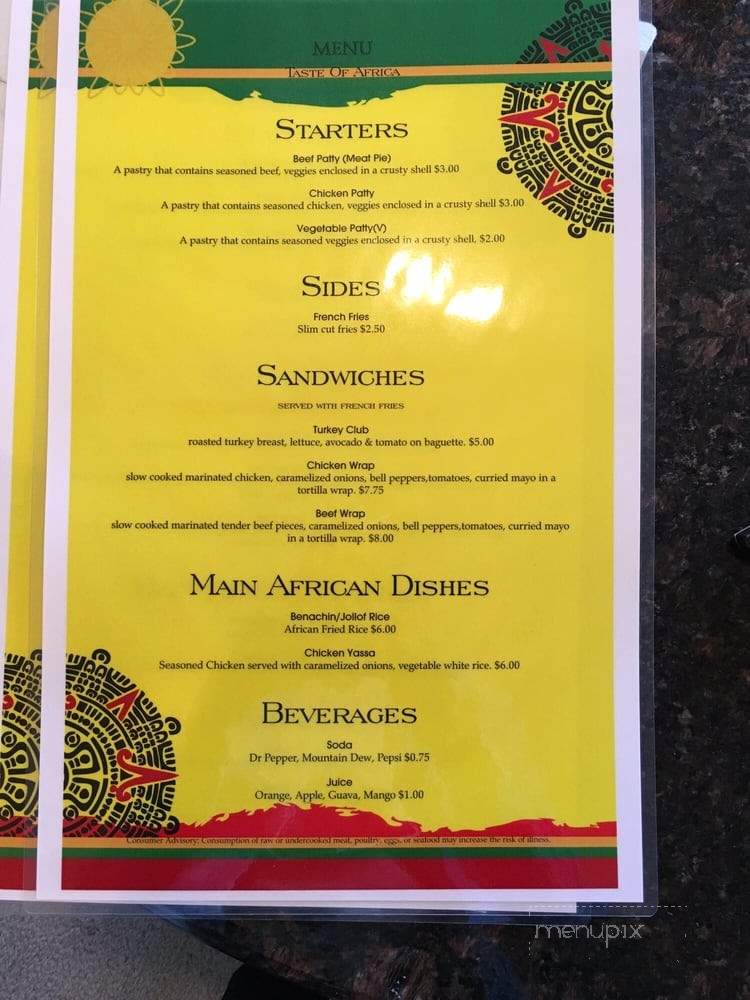 Taste Of Africa - Portland, OR menu_pic