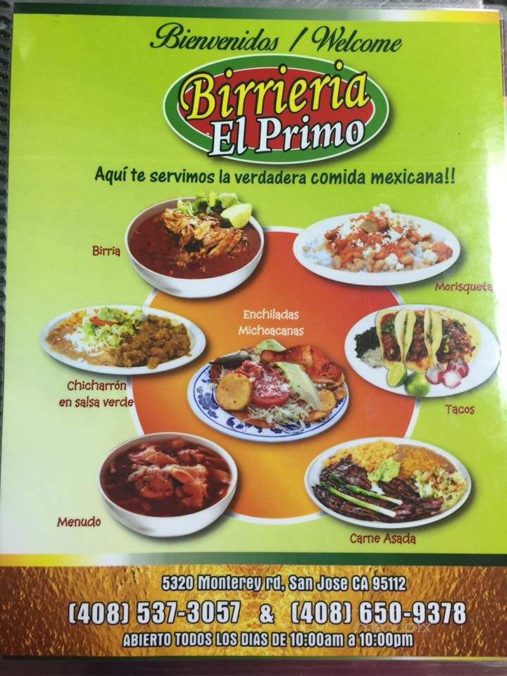 Restaurant y Birreria 'El Primo' - San Jose, CA menu_pic