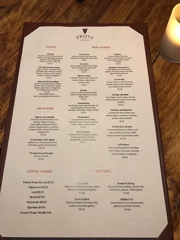 Prova California Table - Morgan Hill, CA menu_pic