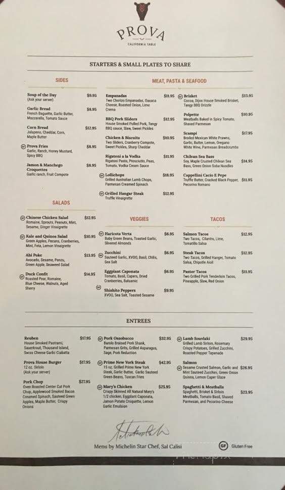 Prova California Table - Morgan Hill, CA menu_pic