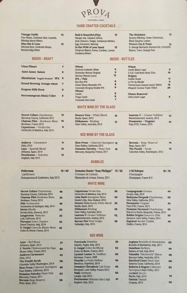 Prova California Table - Morgan Hill, CA menu_pic