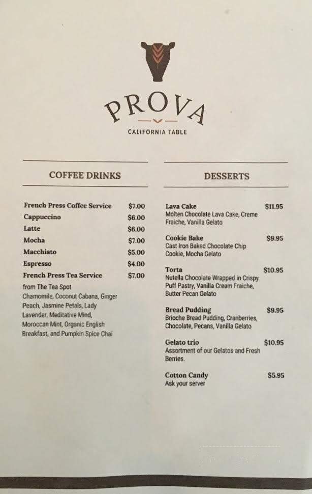 Prova California Table - Morgan Hill, CA menu_pic