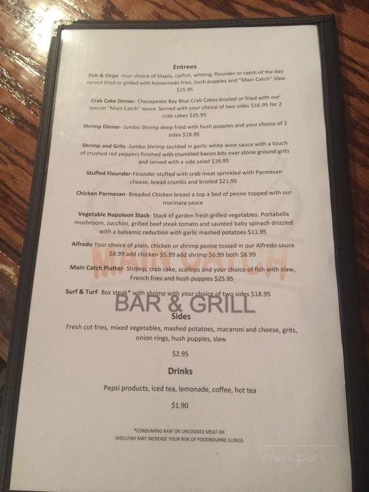 Main Catch Bar & Grill - Carrollton, VA menu_pic
