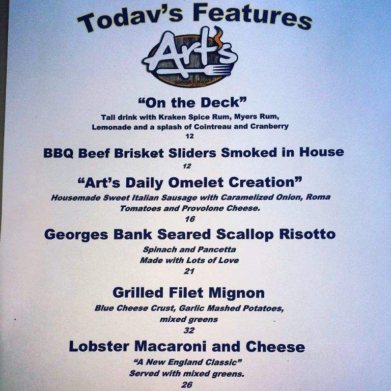 Art's Restaurant - Hull, MA menu_pic