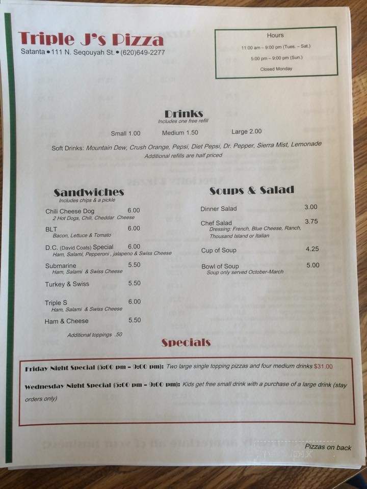 Triple J's - Satanta, KS menu_pic