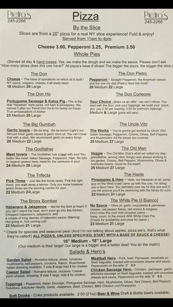 Pietro's Pizza Kauai - L?hue, HI menu_pic