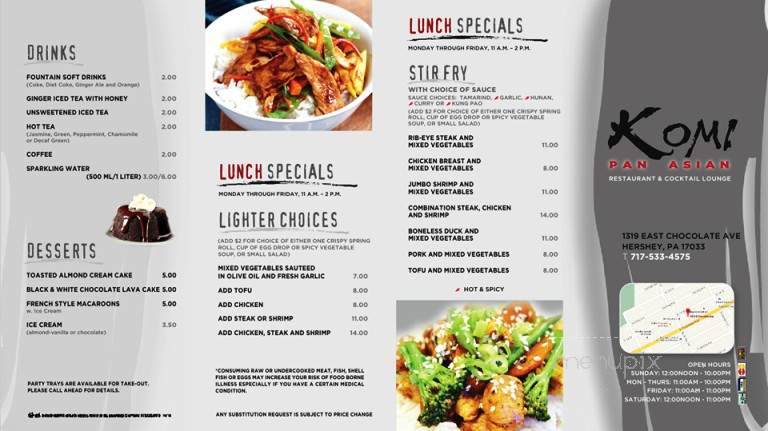 Komi Pan Asian - Hershey, PA menu_pic
